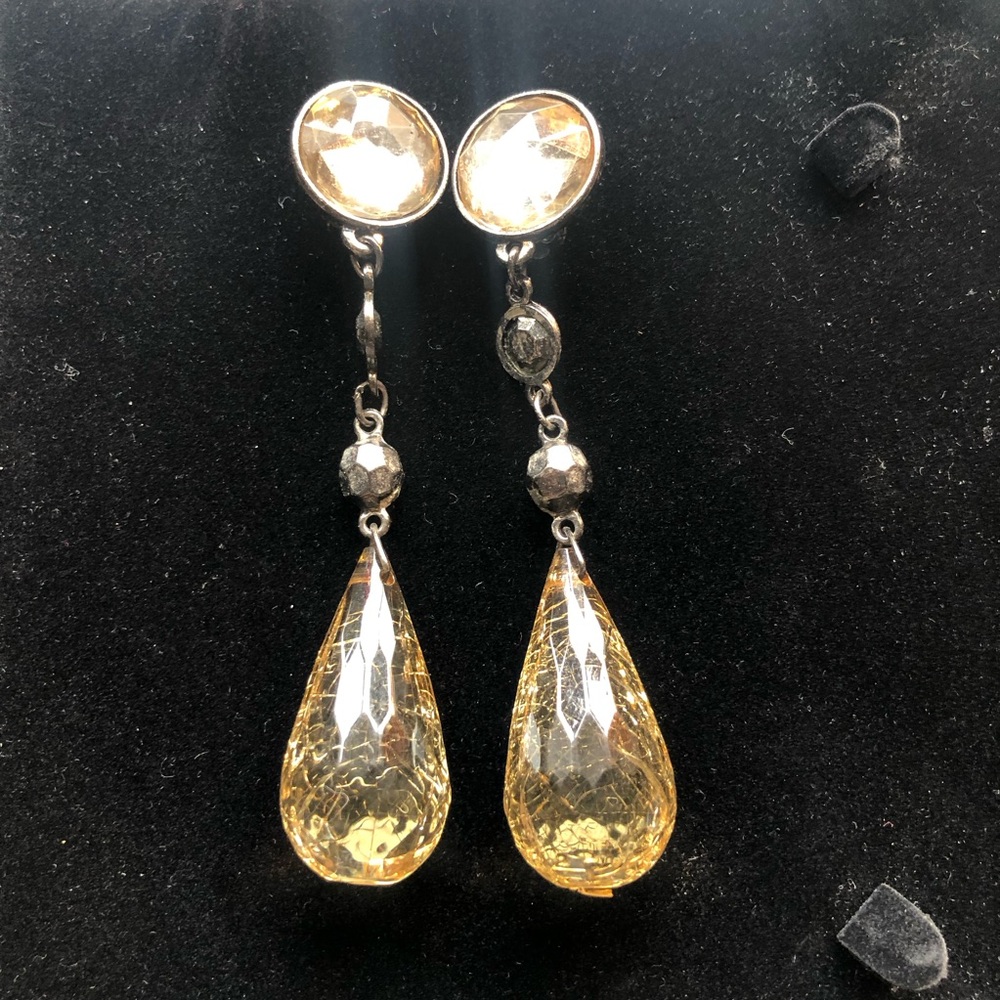 vintage crystal drop clip on earrings